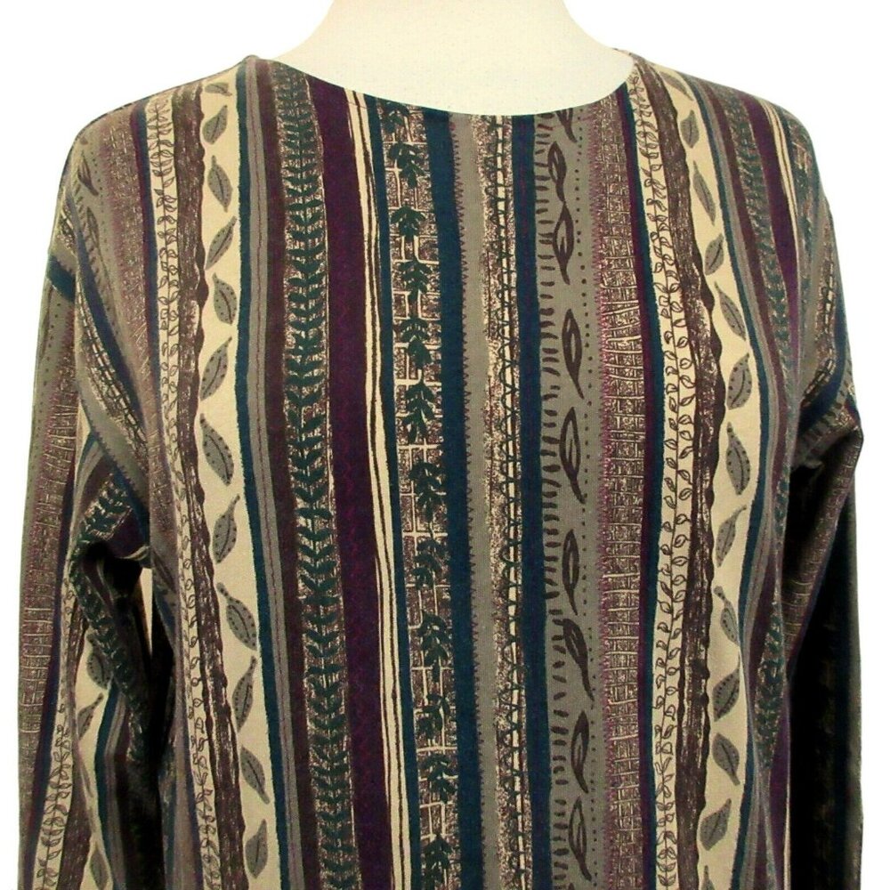 Woolrich Womens 100% Cotton Long Sleeve Pullover Top Leaf & Vine Print Sz S - Picture 3 of 6